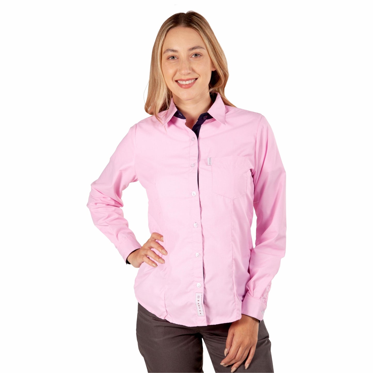 Camisas Dama - Magtex Microcuadros Manga Larga